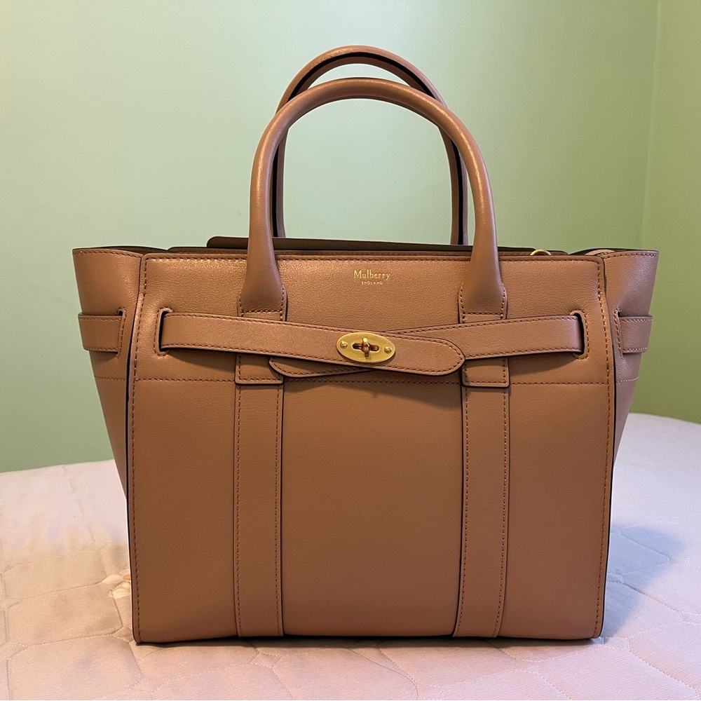 Mulberry small zipped Bayswater Satchel in Maple color
